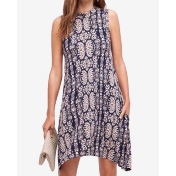 Anthropologie Maeve Lilt Swing Dress Woman’s Size Small Navy Blue Pockets - Picture 7 of 7